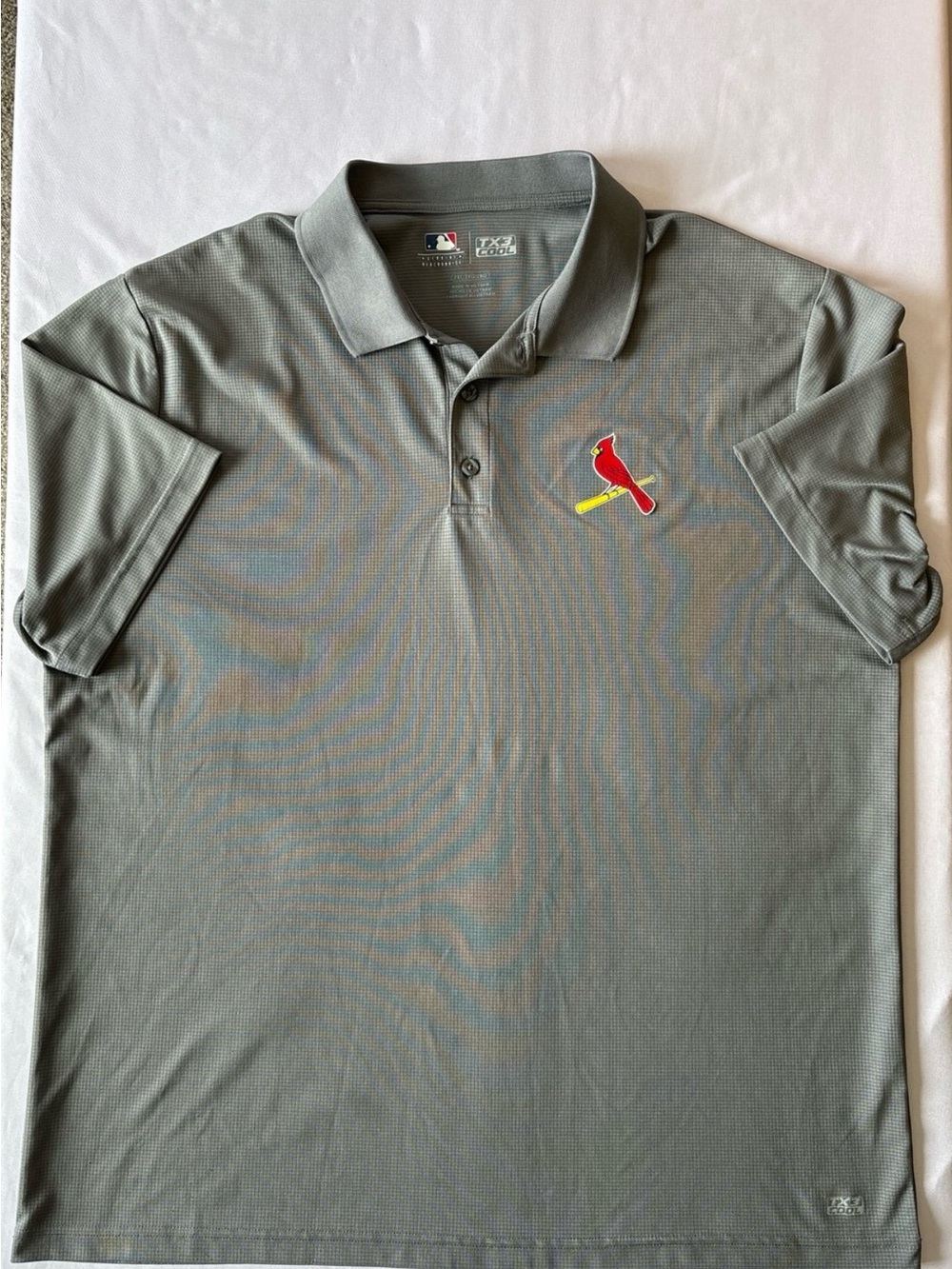 MLB Gray Polo with Red & Yellow Cardinals Chest Logo